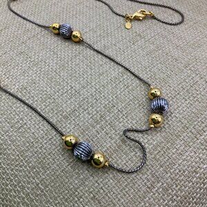 Premier Designs Mixed Metal Beaded Silver Tone Snake Chain Necklace